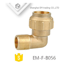 EM-F-B056 Diferente diâmetro latão masculino rosca de compressão cotovelo encaixe de tubulação espanha